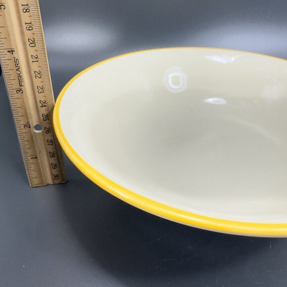 Franciscan Pottery Interpace Bowl Dish Set 2 Yellow Edges USA Large Bowls 8.5in - Picture 3 of 11